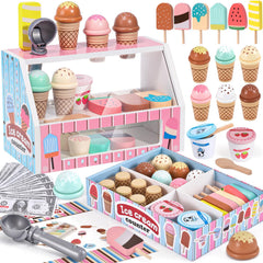 Toyssa wooden ice cream stand, durable and easy to handle for kids.