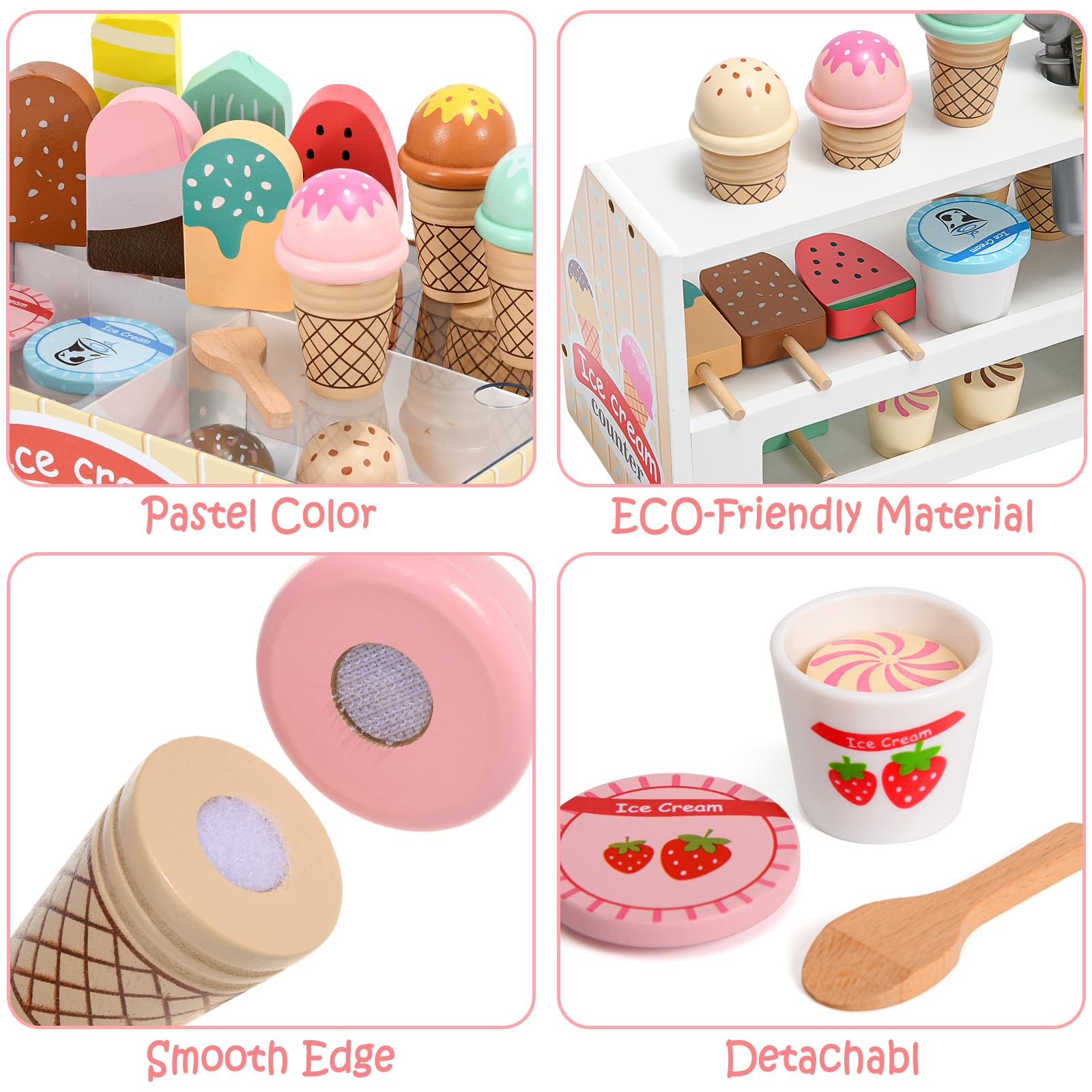 Toyssa wooden menu guiding kids through orders and pricing.