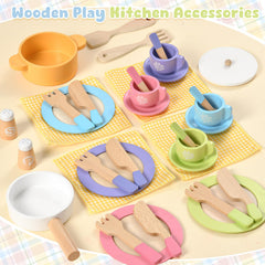 Toyssa wooden cooking pot sparks imaginative kitchen scenarios.