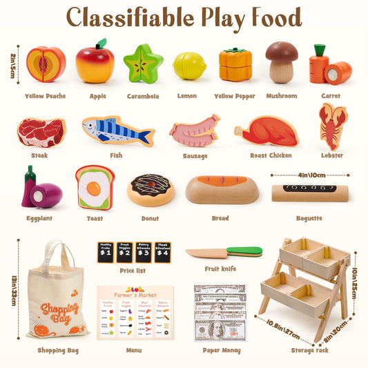 Toyssa wooden apples promote sorting, counting, and role-play in a kitchen.