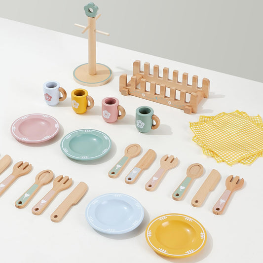 Toyssa storage racks to keep play dishes organized after cooking