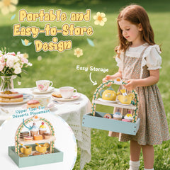 Toyssa coasters and spoons enable a complete pretend tea party setup.
