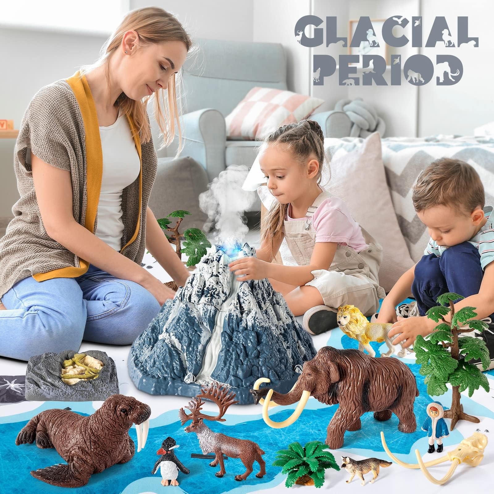 TOYSXYIN snowy volcano playset offers a hands on ice age adventure