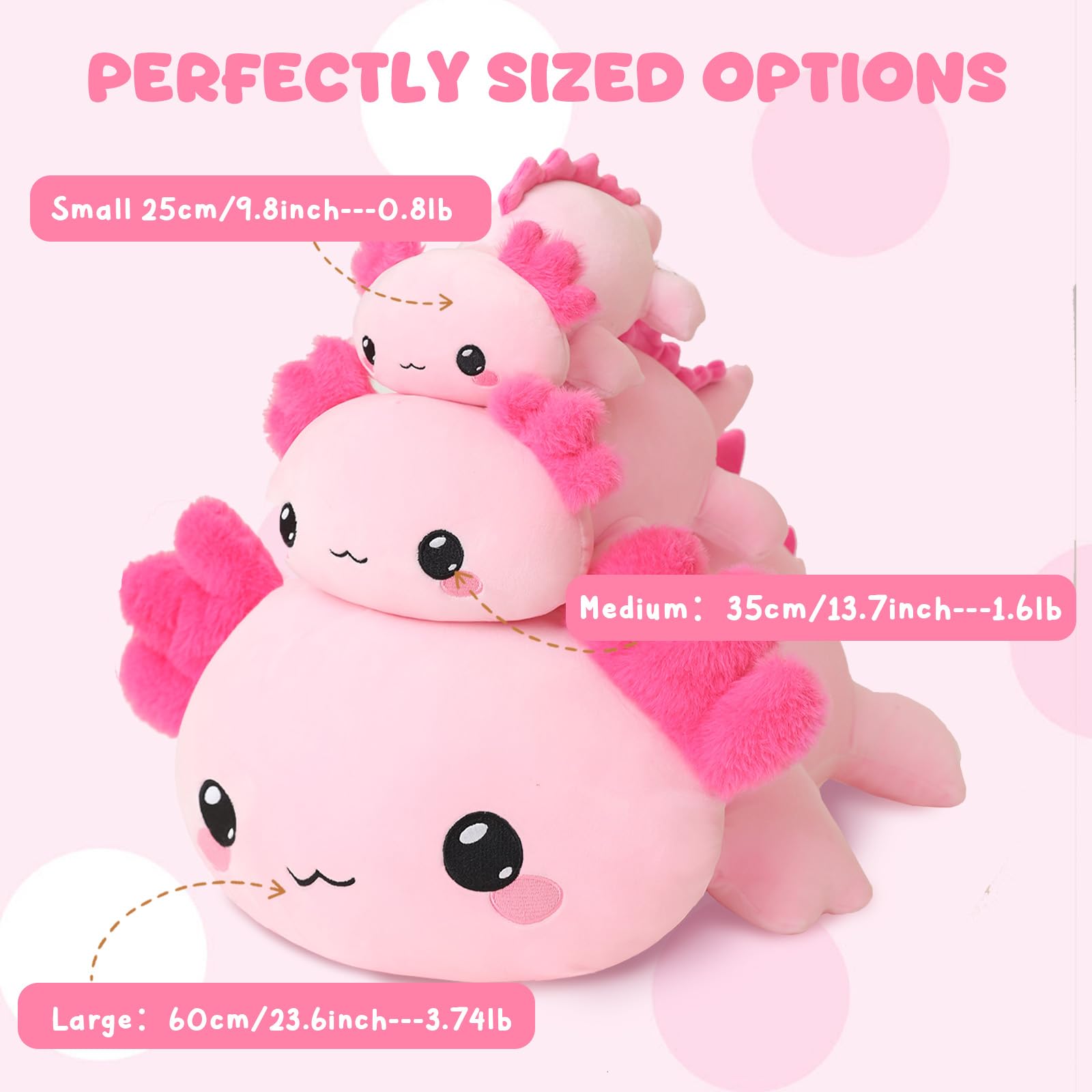 TOYSYM axolotl plush beads interior visible for comforting weight during hugs.