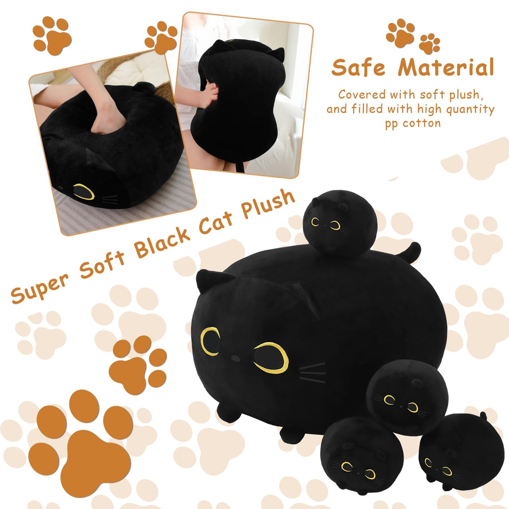 TOYSYM black cat plush pillow used as decorative room decor