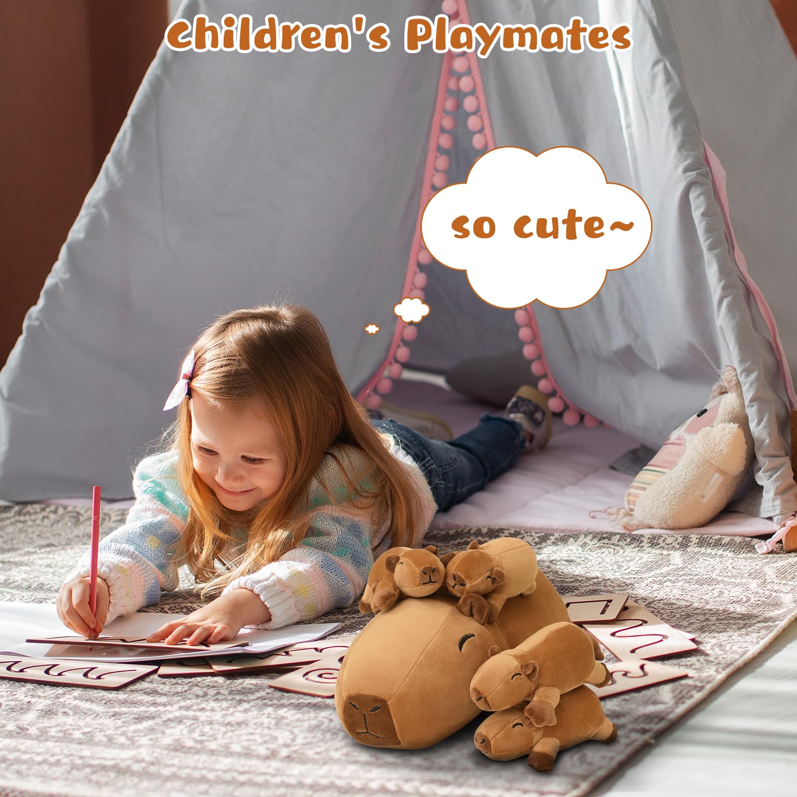 TOYSYM Capybara plush suitable for kids and adults seeking comforting hug.