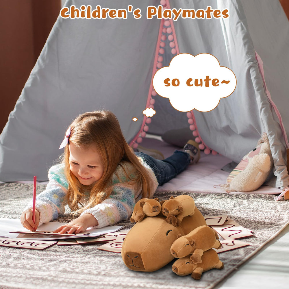 TOYSYM Capybara plush suitable for kids and adults seeking comforting hug.