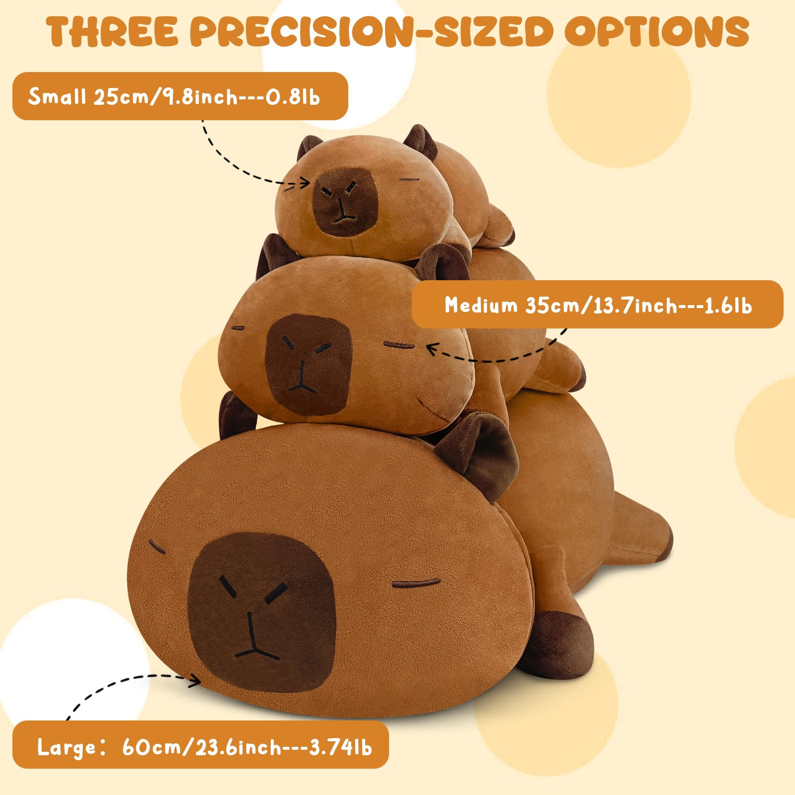 TOYSYM capybara plush easy-clean fabric for quick washes.
