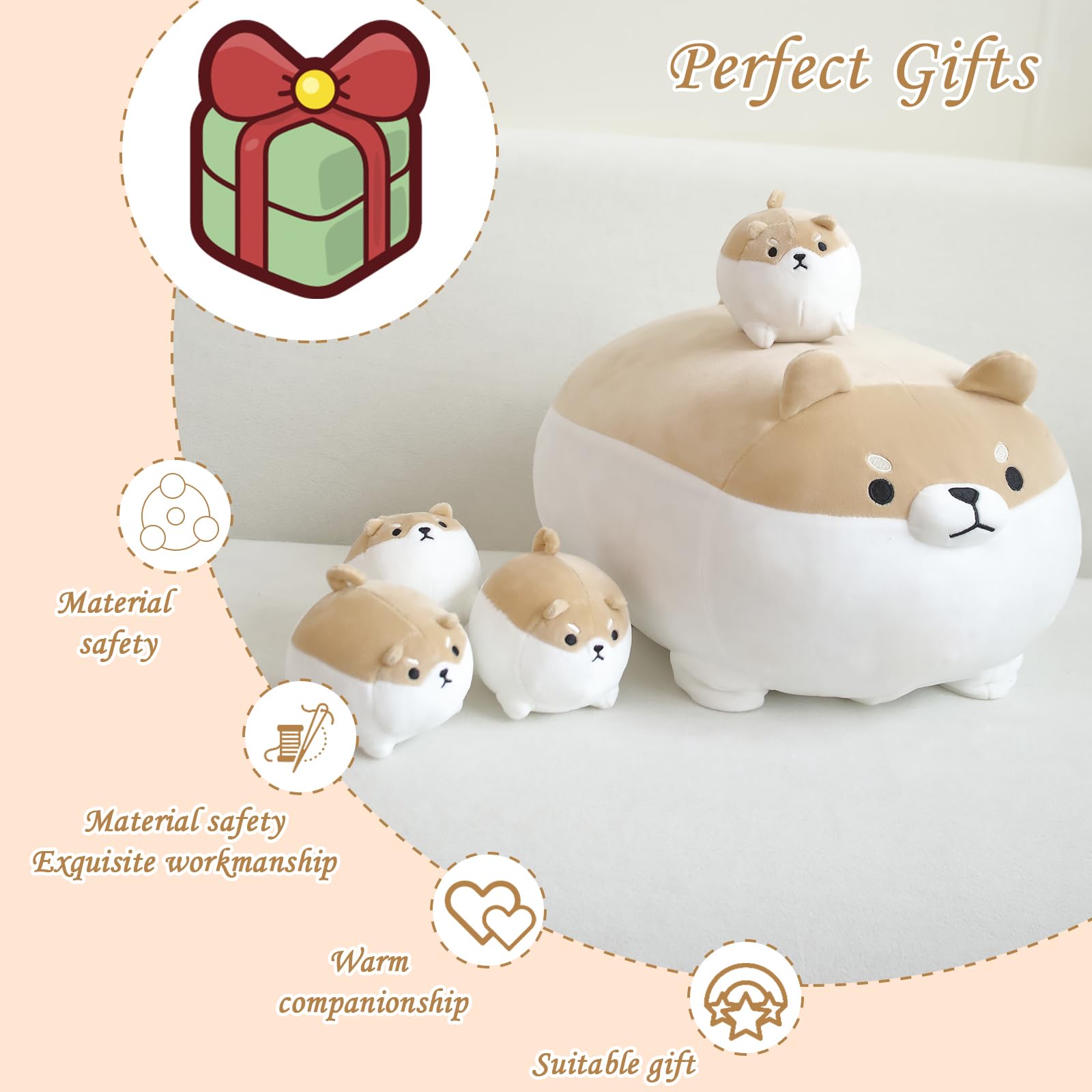 TOYSYM Shiba Inu plush comes gift-ready for birthdays or holidays.