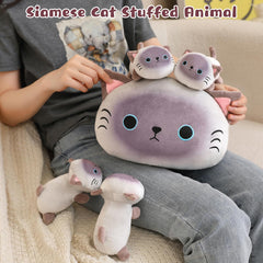 TOYSYM Siamese Cat Plush Baby 4 with removable baby plushies.