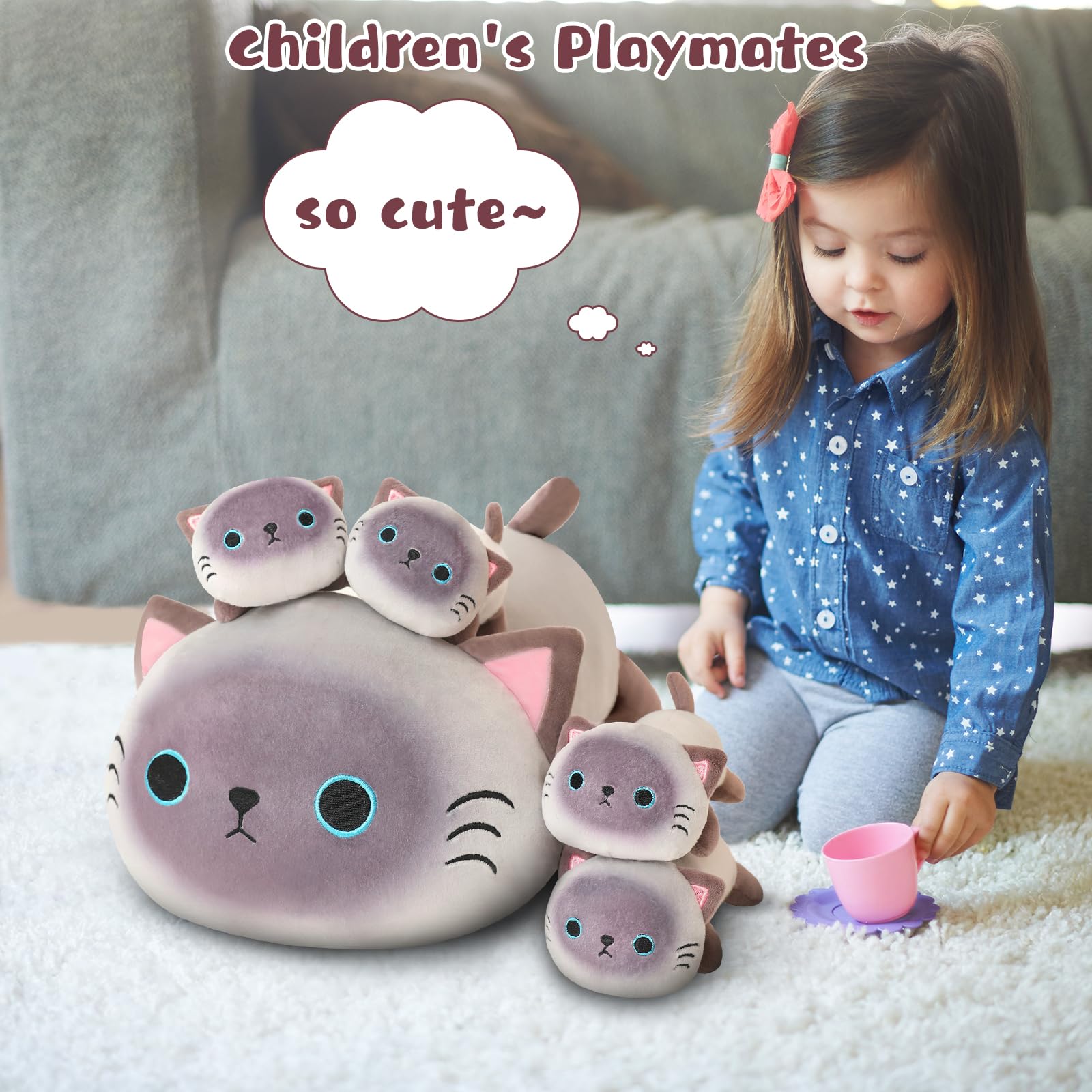 TOYSYM Siamese Cat Plush gift set ideal for birthdays and holidays.