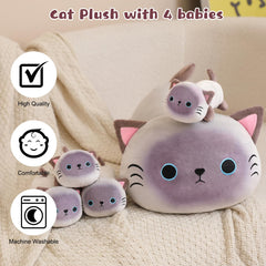 TOYSYM Siamese Cat Plush soft fabric and plush filling for cuddling.