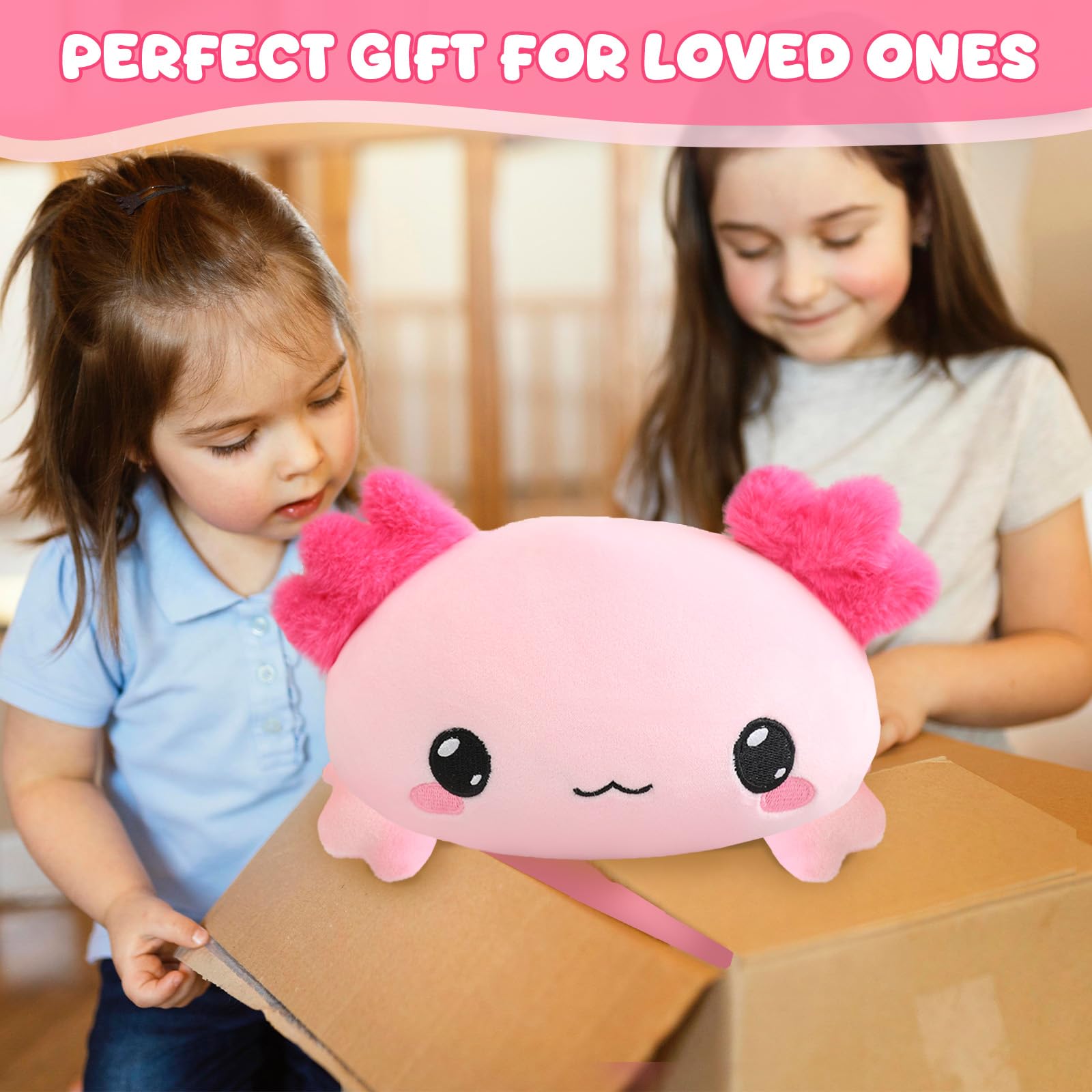 TOYSYM weighted axolotl pillow is ideal for car rides.