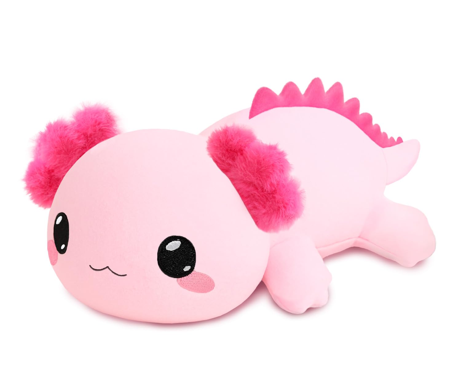 TOYSYM weighted axolotl toy close-up shows soft fabric and durable stitching.