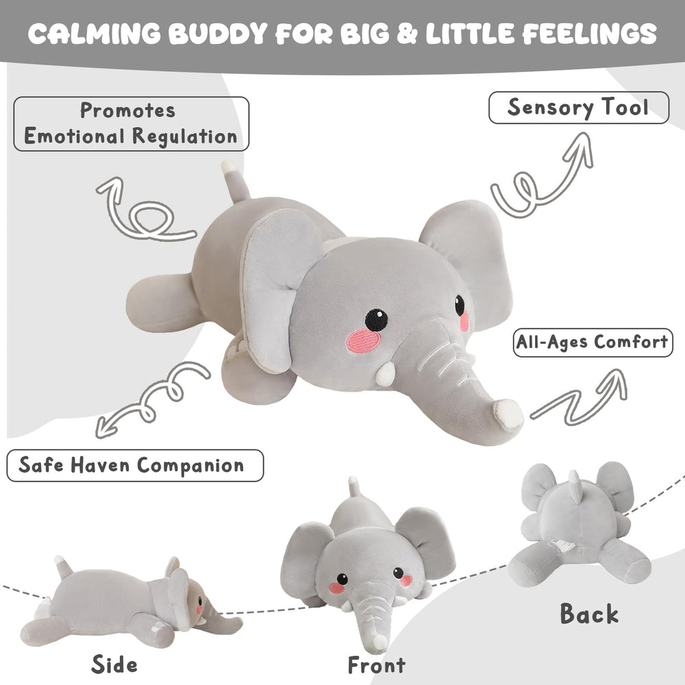 TOYSYM weighted elephant fabric texture shows plush feel and durable stitching