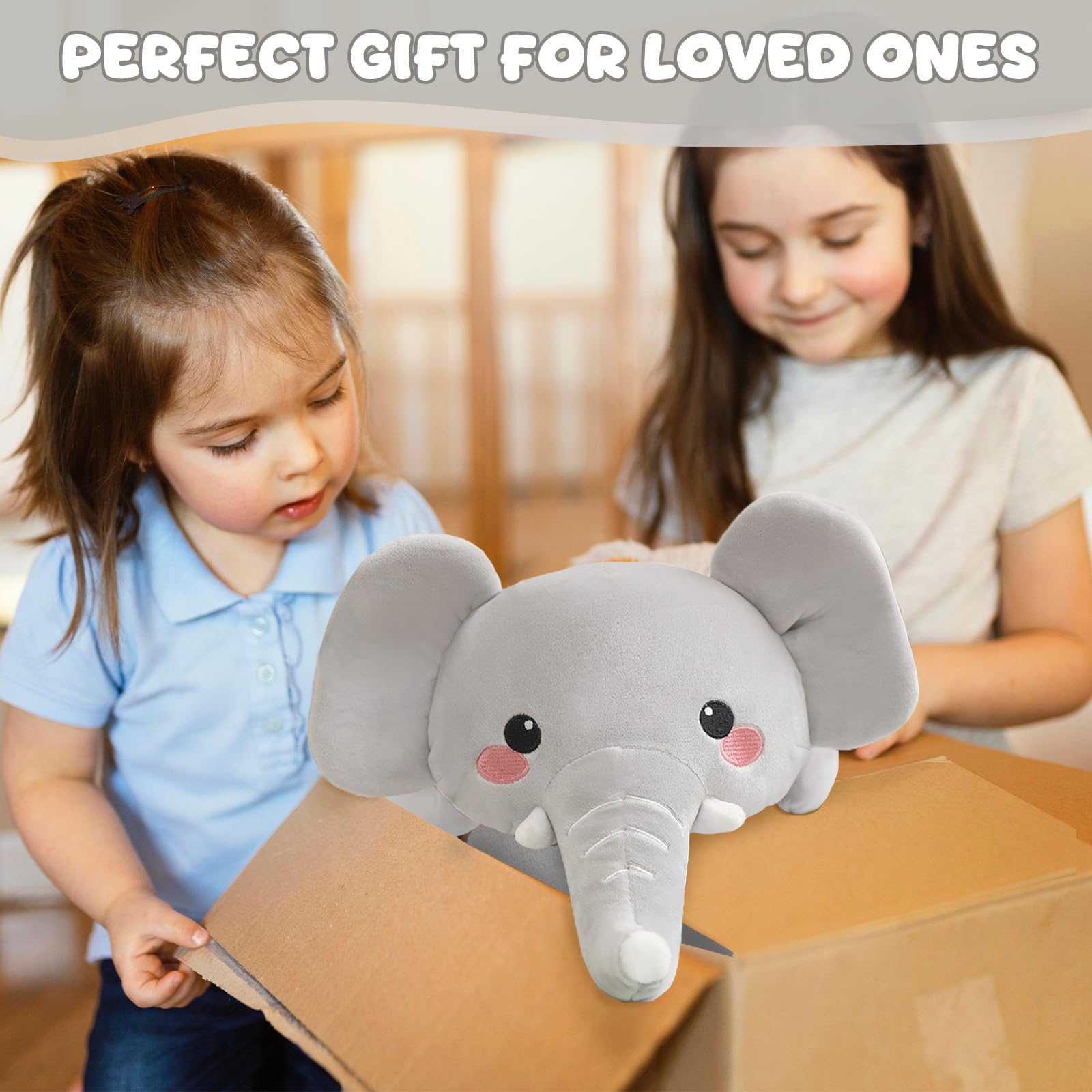 TOYSYM weighted elephant kid play captures companionship during stories