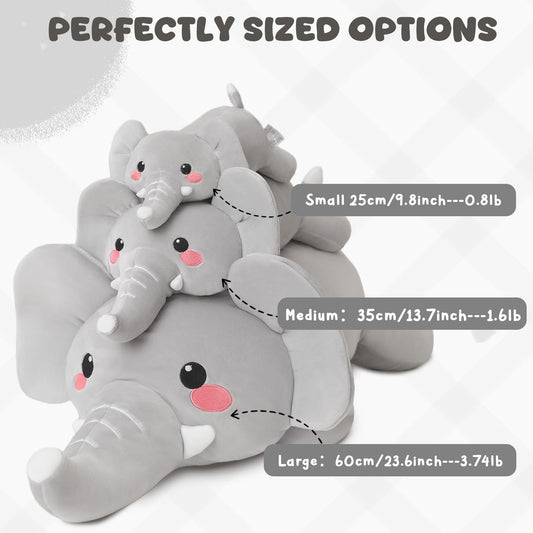 TOYSYM weighted elephant toy in a hugging position demonstrates cozy comfort