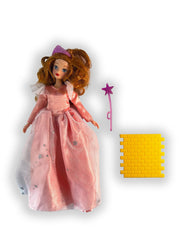 Toytronics Glinda dress details with slippers, crown, and wand for creative dress-up.