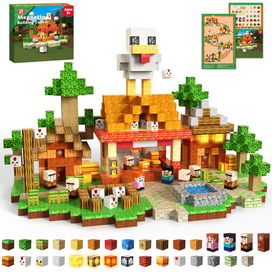 ToyUnited 200pcs magnetic blocks with light-up blocks for creative STEM play