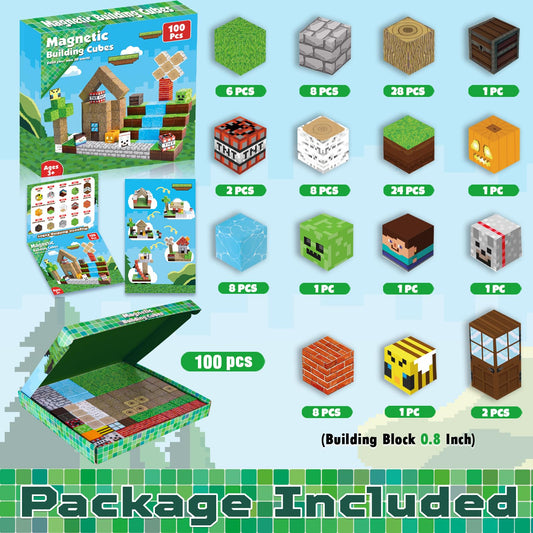 ToyUnited Magnetic Blocks 100 cubes in vibrant colors for creative building