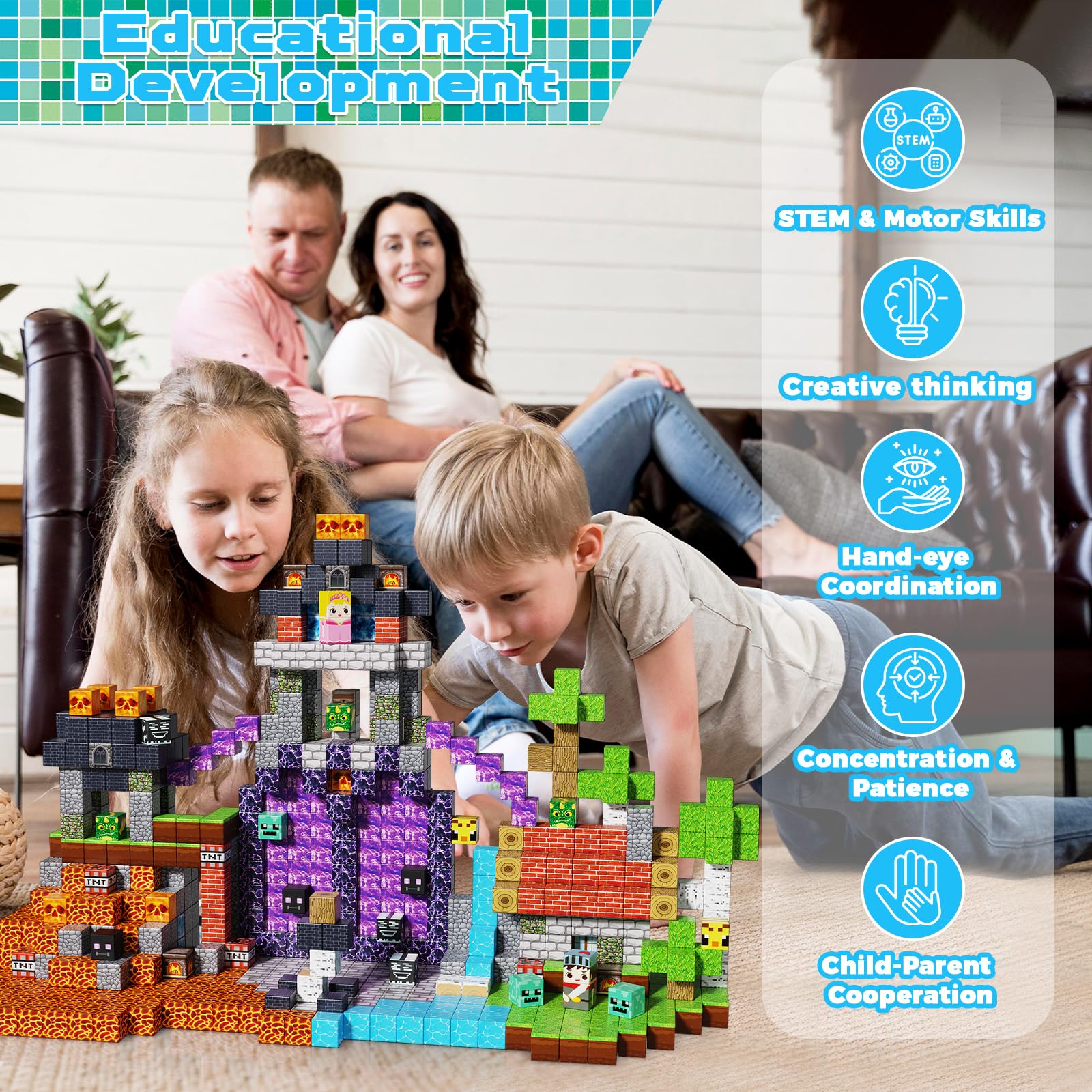 ToyUnited magnetic blocks group classroom use for collaborative play