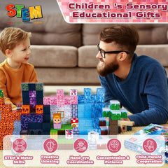 ToyUnited Magnetic Blocks with instruction manual and 14 pattern blocks for guided exploration.