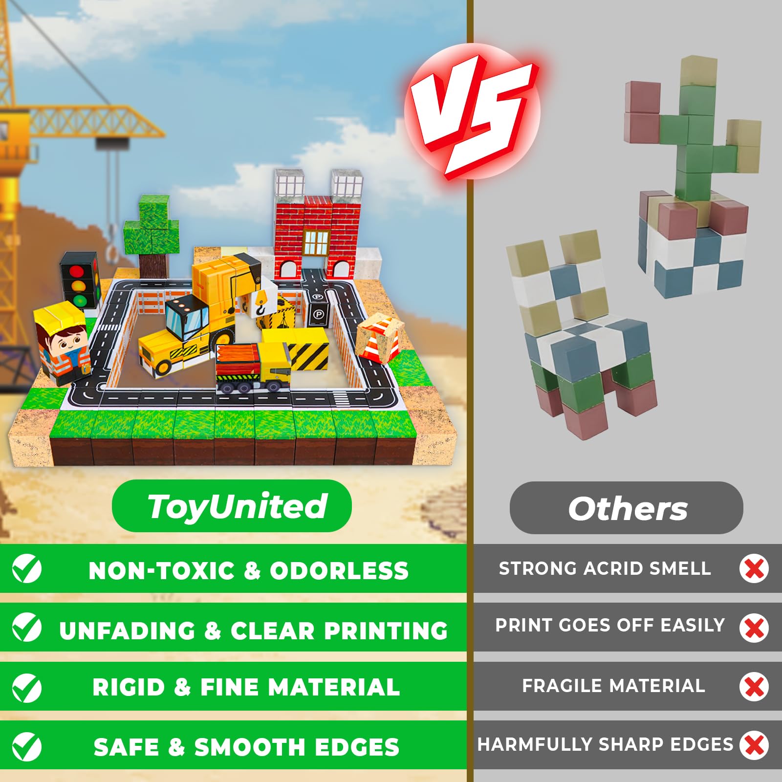 ToyUnited magnetic blocks STEM learning supports hand-eye coordination and logical thinking.