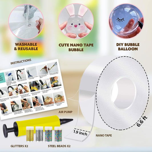 ToyUnited Nano Tape Bubble Kit includes air pump for precise bubbles.