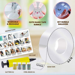 ToyUnited Nano Tape Bubble Kit includes air pump for precise bubbles.