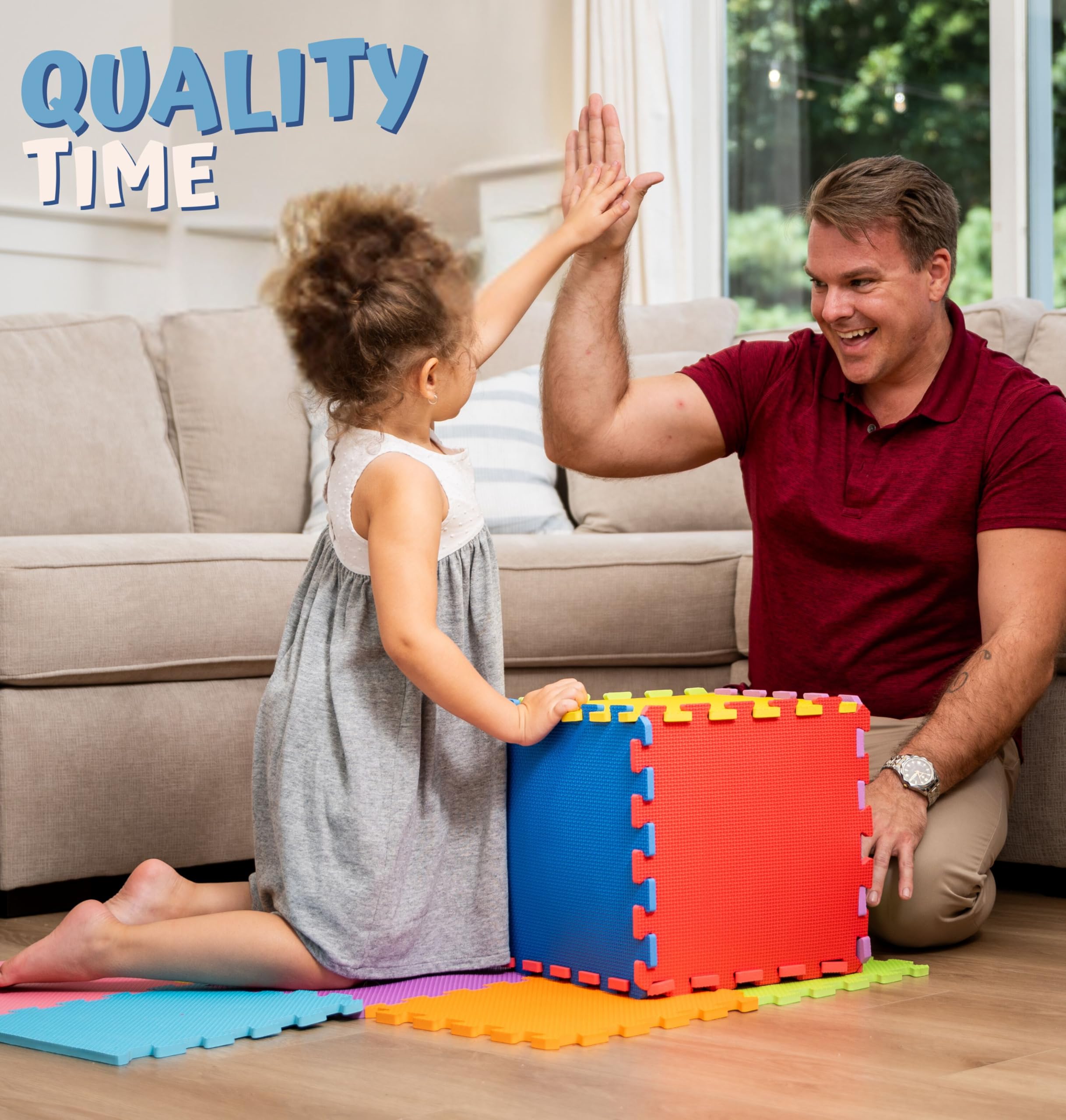 ToyVelt alphabet and numbers panels support playful literacy during daily activities.