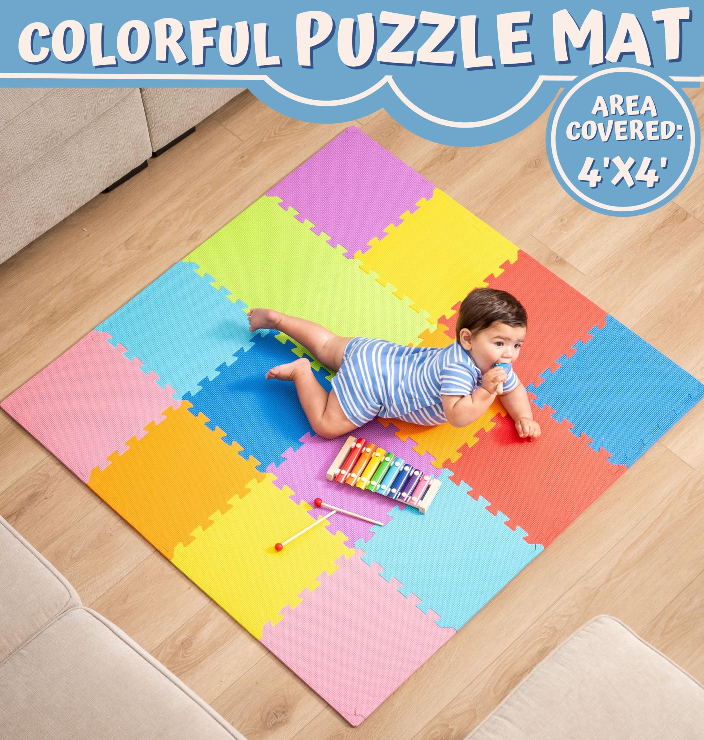 ToyVelt foam puzzle tiles interlocking for vibrant play space and color learning.