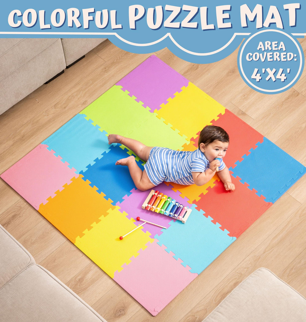 ToyVelt foam puzzle tiles interlocking for vibrant play space and color learning.
