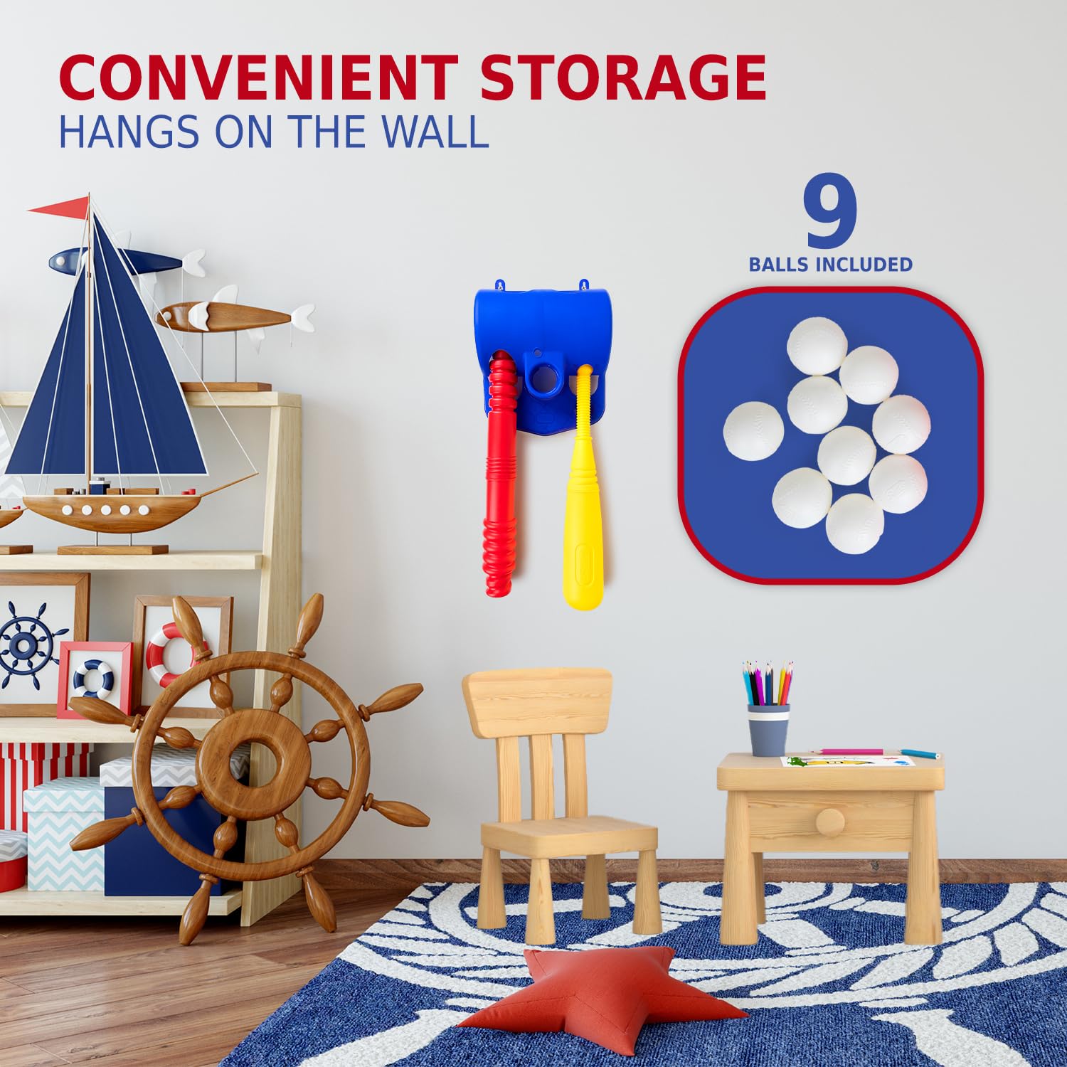 ToyVelt TBall kit highlights kid-friendly craftsmanship and safe use.