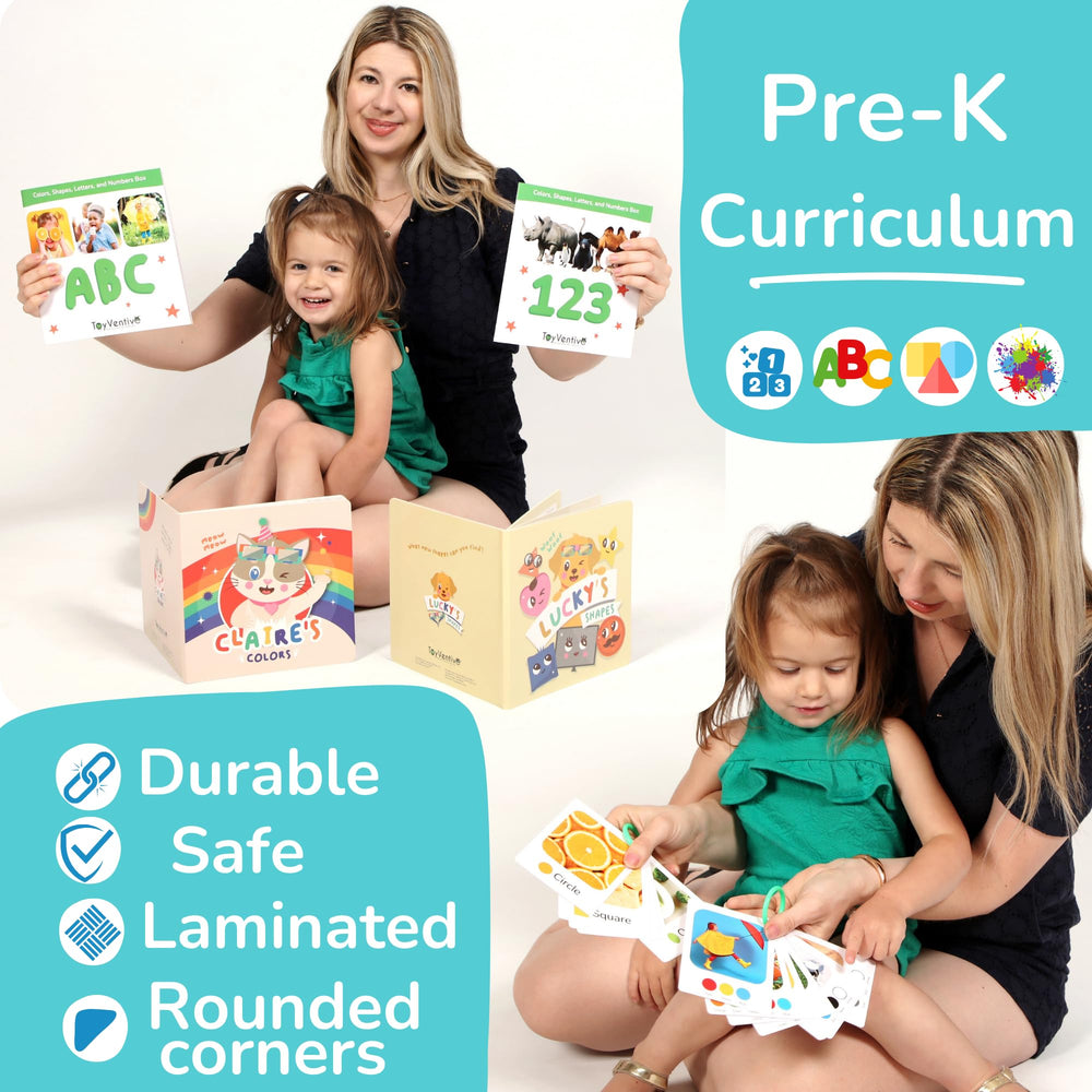 TOYVENTIVE books foster reading readiness with interactive pages.