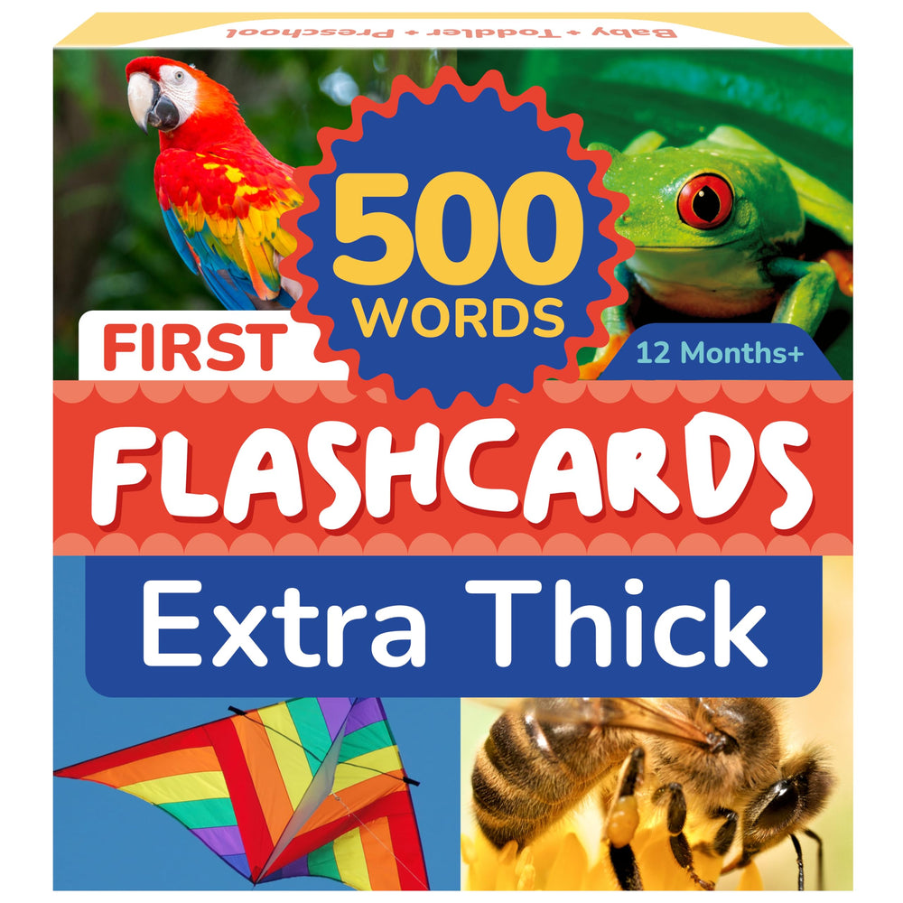 TOYVENTIVE thick flash cards with rings for easy page turning and word recognition.