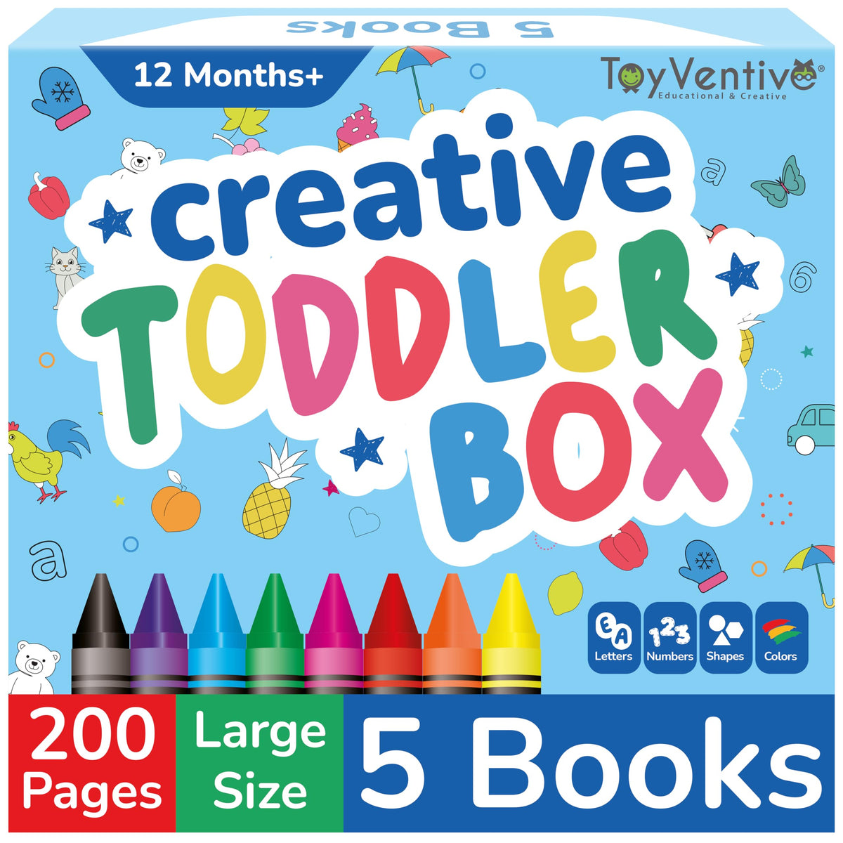 TOYVENTIVE toddler coloring books and crayons set for creative learning