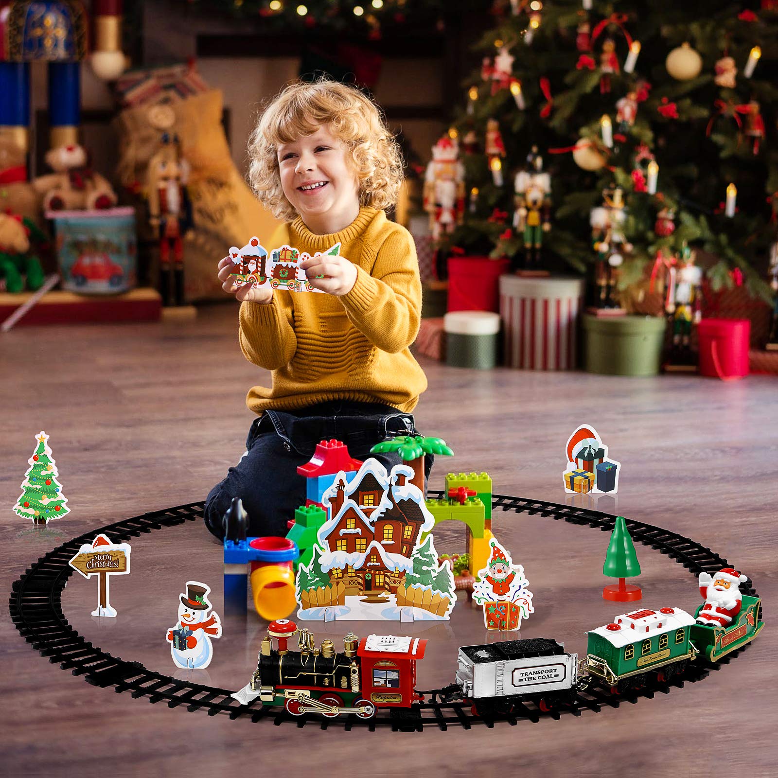 Toyvian oval track layout shown for compact Christmas display