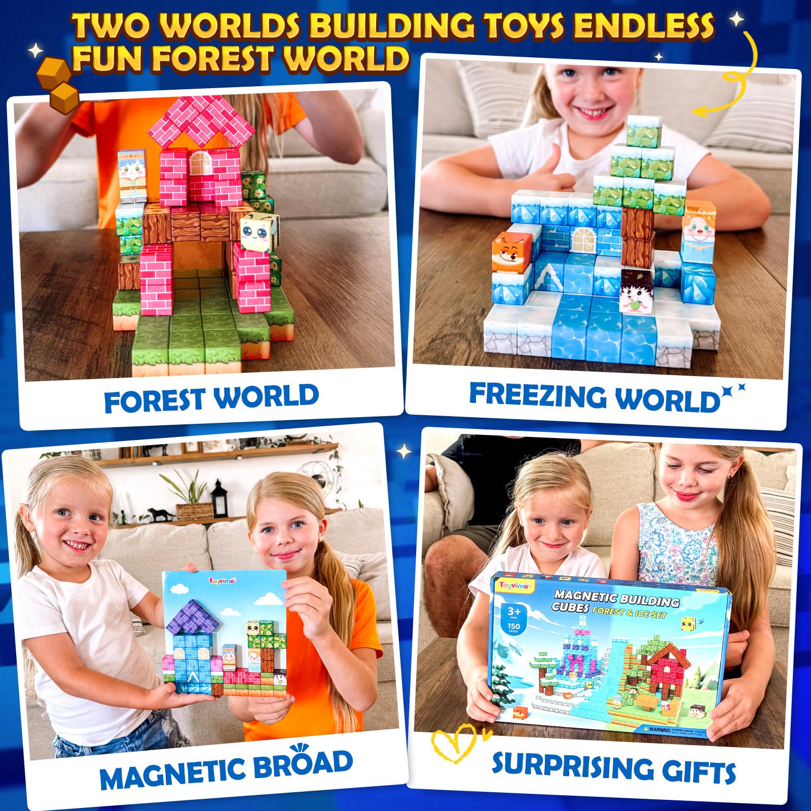 Toyvimo Magnetic Blocks durable magnets detail emphasizes stable structures during play.