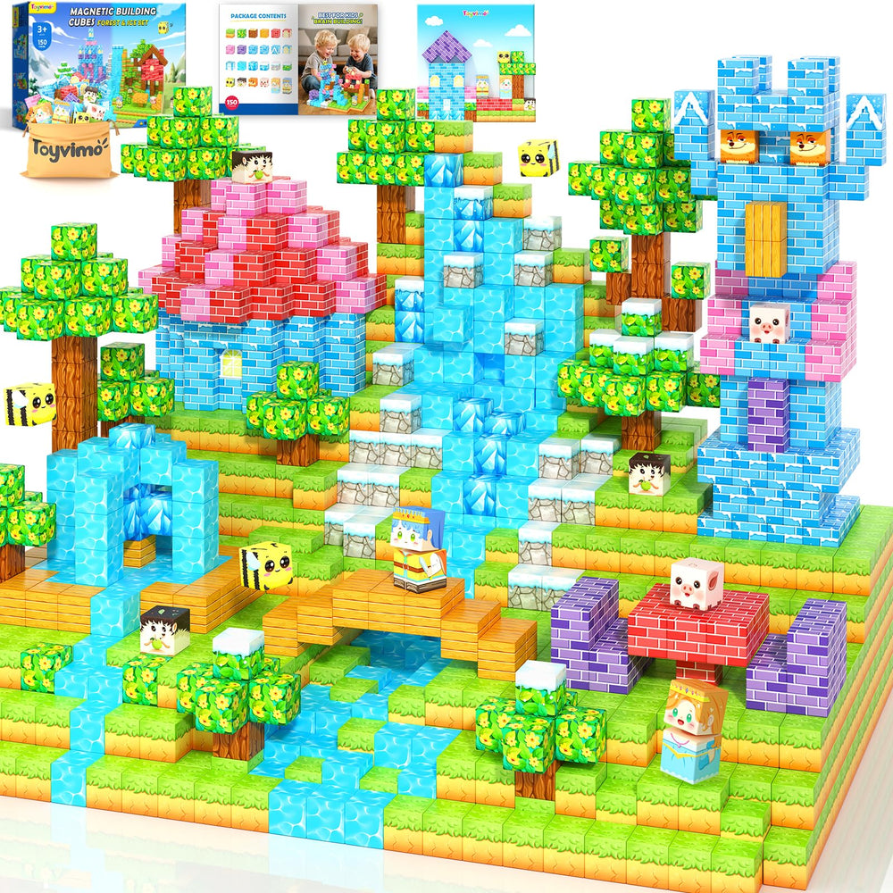 Toyvimo Magnetic Blocks forest castle scene supports imaginative play and spatial exploration.
