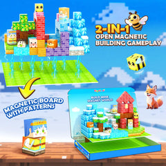 Toyvimo Magnetic Blocks kids building action demonstrates teamwork and hands-on engineering play.