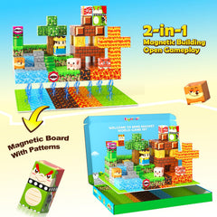 Toyvimo magnetic board with forest scene for creative building.