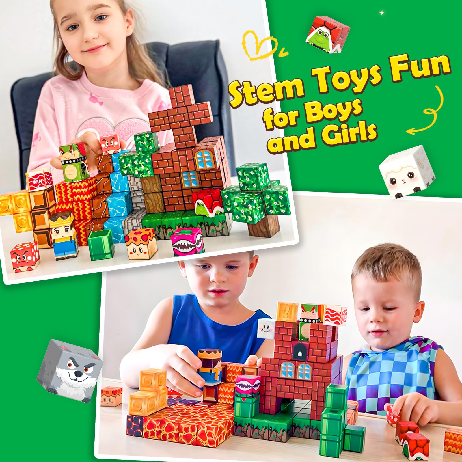 Toyvimo magnetic board with lava scene to inspire imaginative play.
