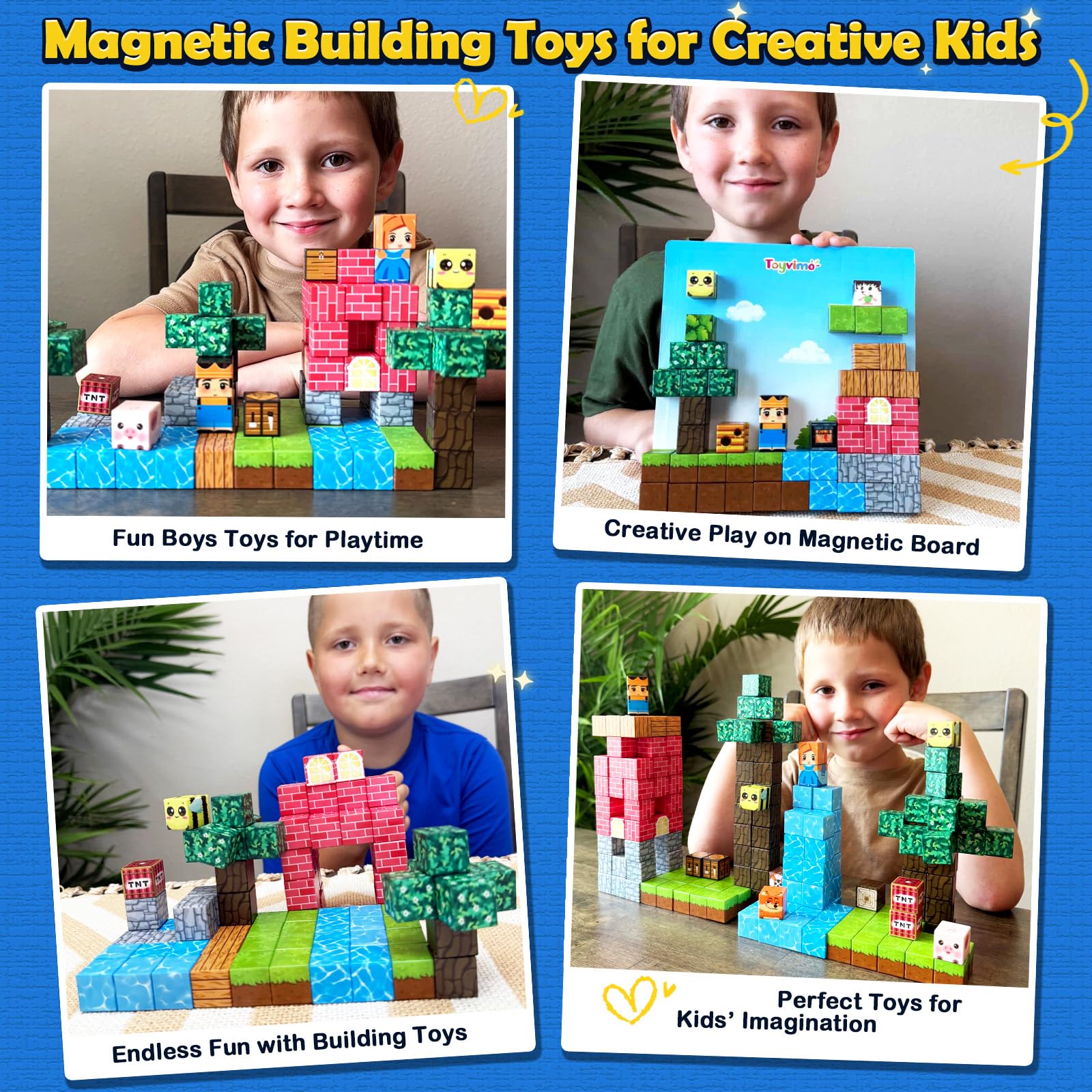 Toyvimo strong magnets keep sturdy structures during tall-build play.
