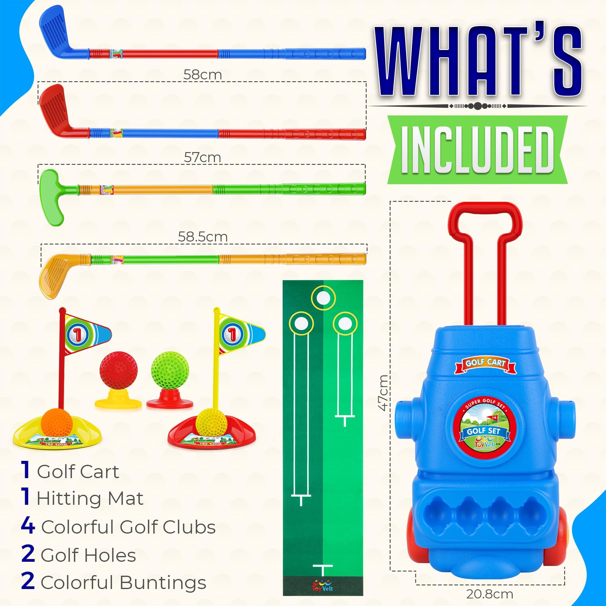 ToyVelt Toddler Golf Set balls: soft and safe for indoor play.