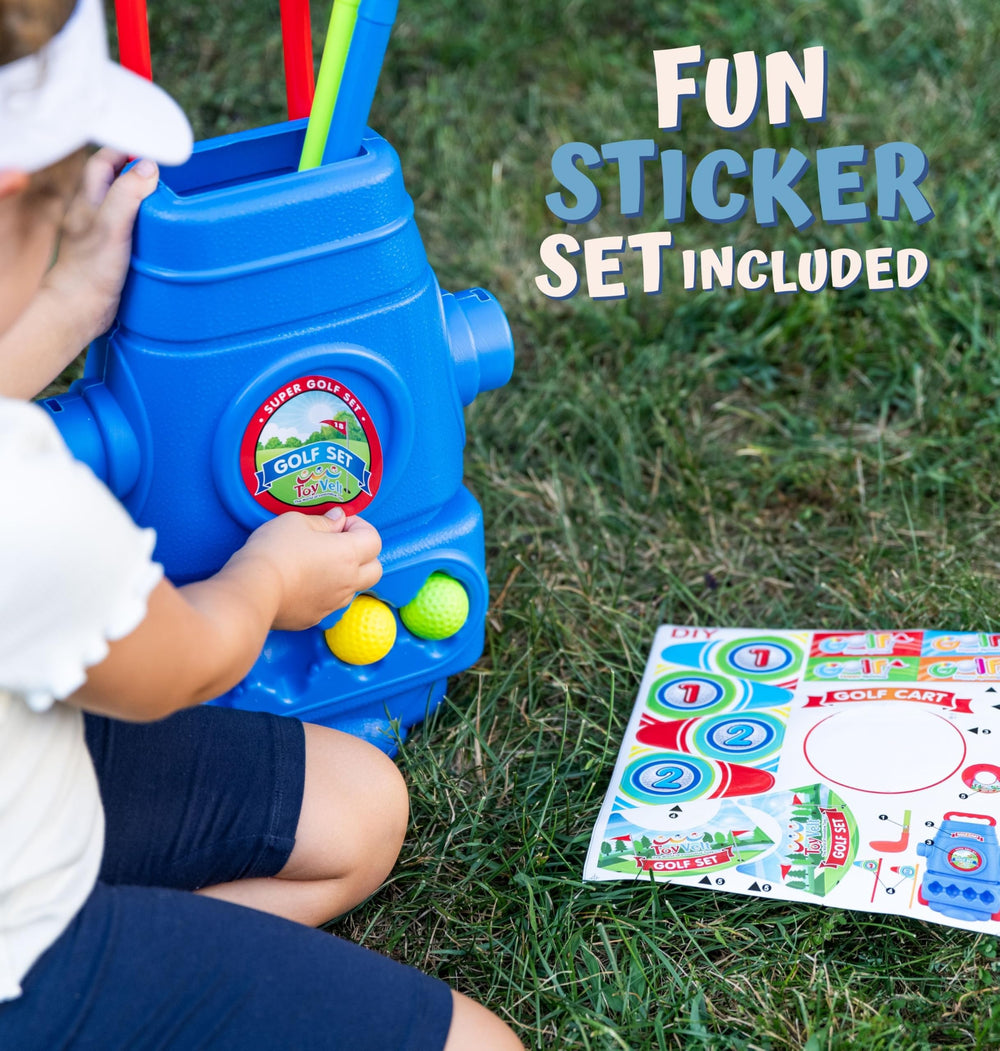 ToyVelt Toddler Golf Set blue color: vibrant finish encourages outdoor activity.