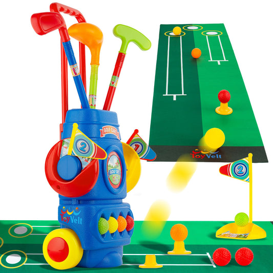 ToyVelt Toddler Golf Set clubs: lightweight for easy grip by little hands.