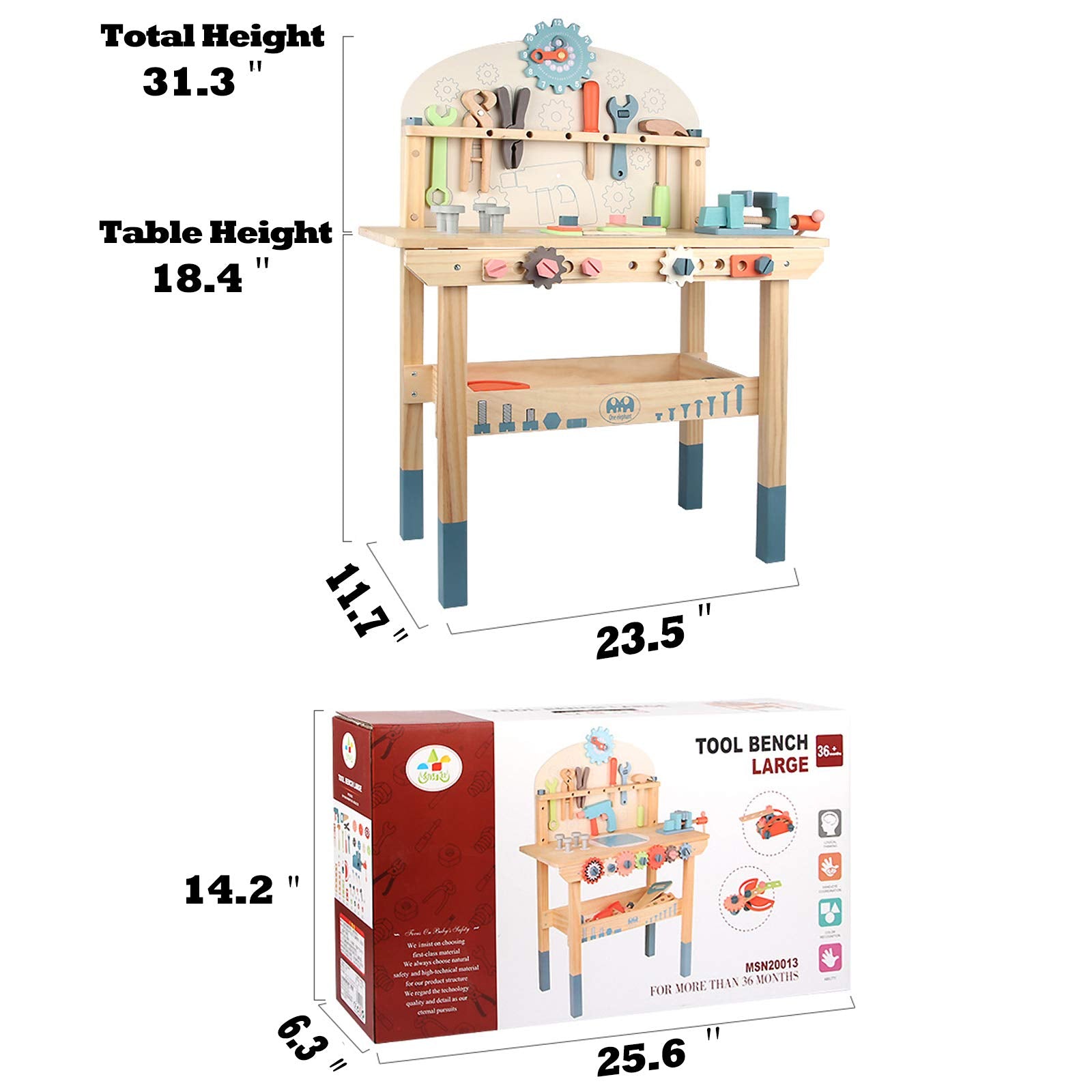 Toywoo tool bench accessory storage for quick cleanup after play