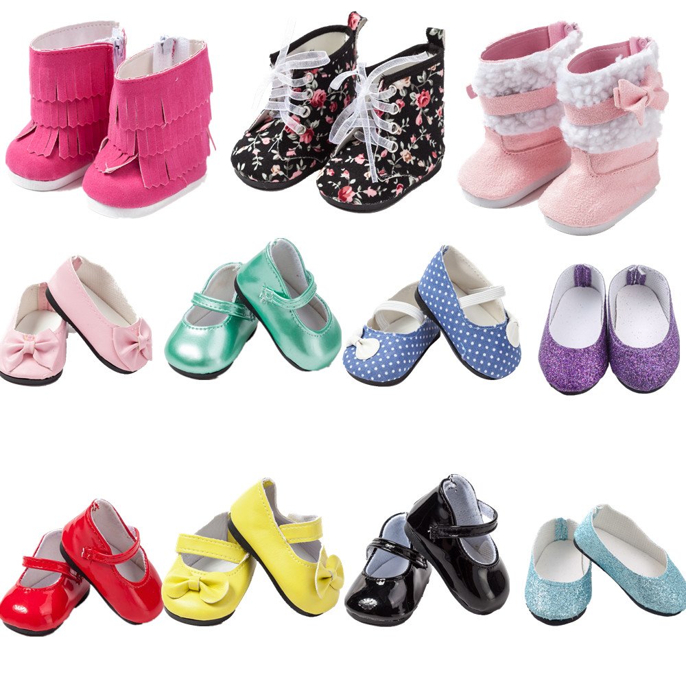 TOYYSB doll boots in pink for 18-inch dolls, adding a playful winter-ready look.
