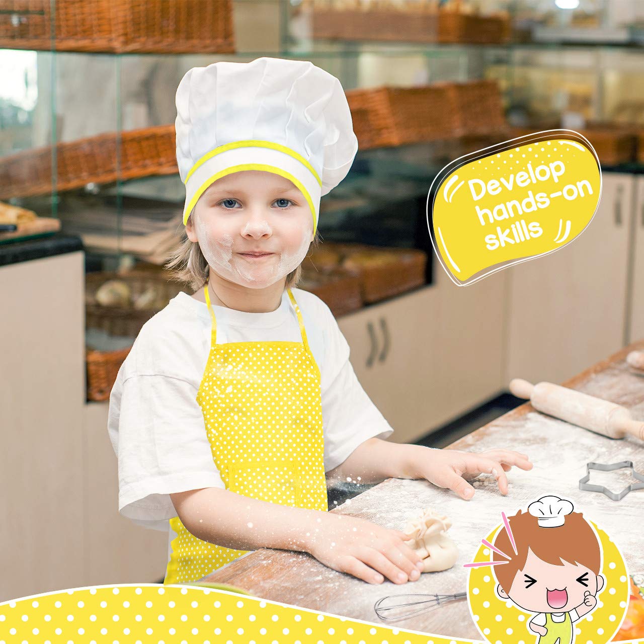 Toyze Chef Costume Set apron with adjustable strap for growing kids' kitchen adventures