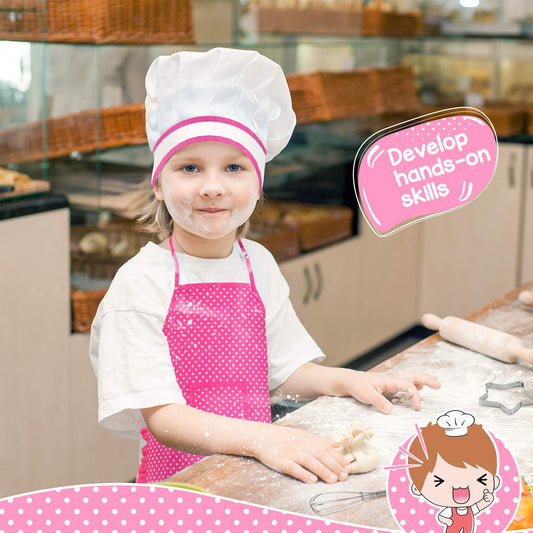 Toyze elastic chef hat and adjustable apron supporting growing kids